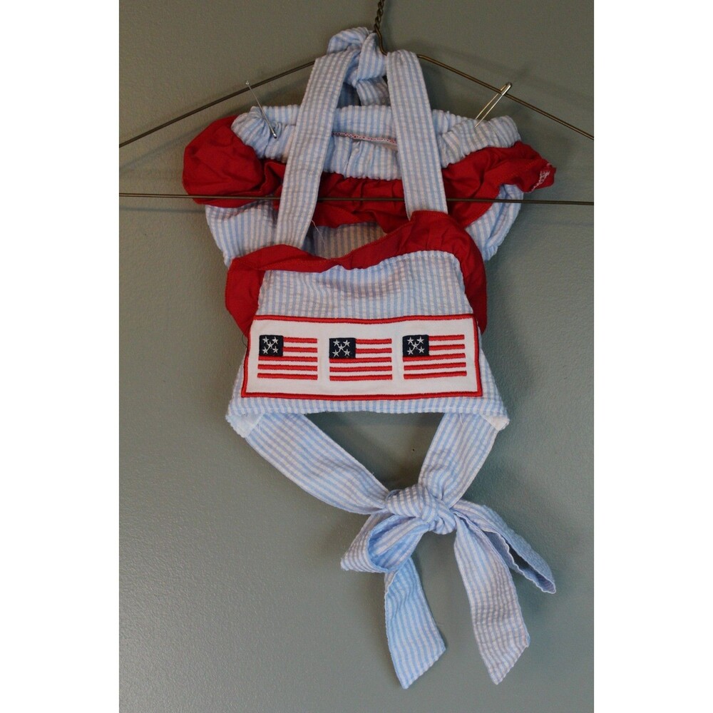 Ruffle Seersucker 2pc Swimsuit Baby Boutique 18-24m 4th of July American Flag